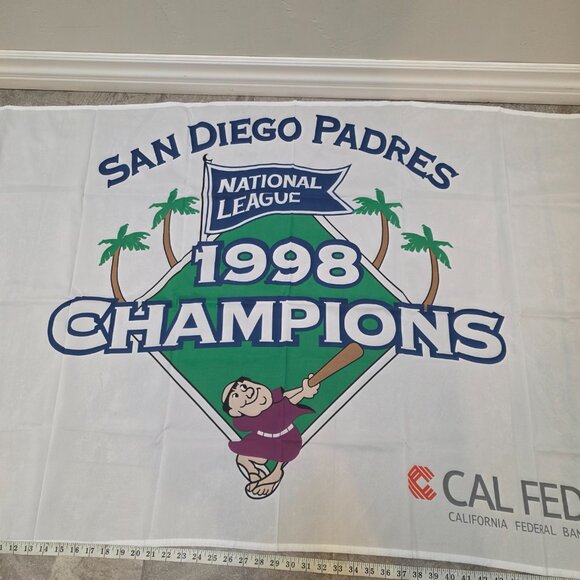 Vintage New Unopened 1998 San Diego Padres Championship Promo Flag Banner Friar - Picture 3 of 5